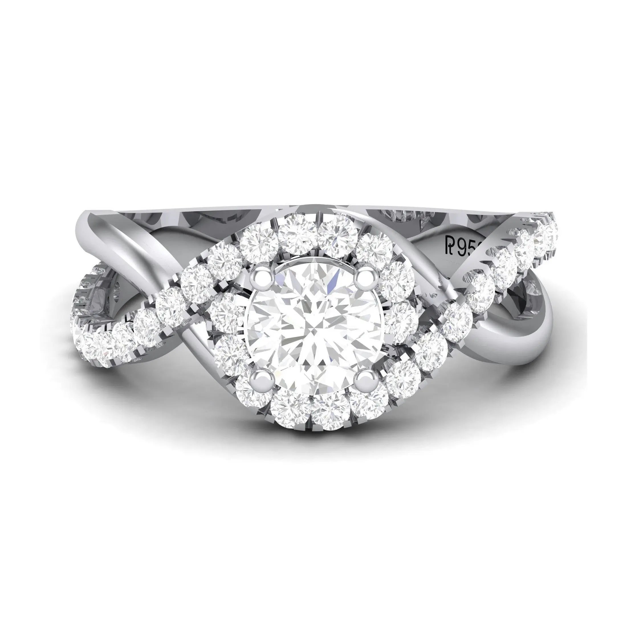 50 Pointer Platinum Solitaire Engagement Ring with a Shank Twist JL PT 471   Jewelove