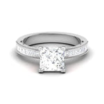 Load image into Gallery viewer, 50 Pointer Princes Cut Solitaire Platinum Engagement Ring with Diamond Shank JL PT 6605   Jewelove.US
