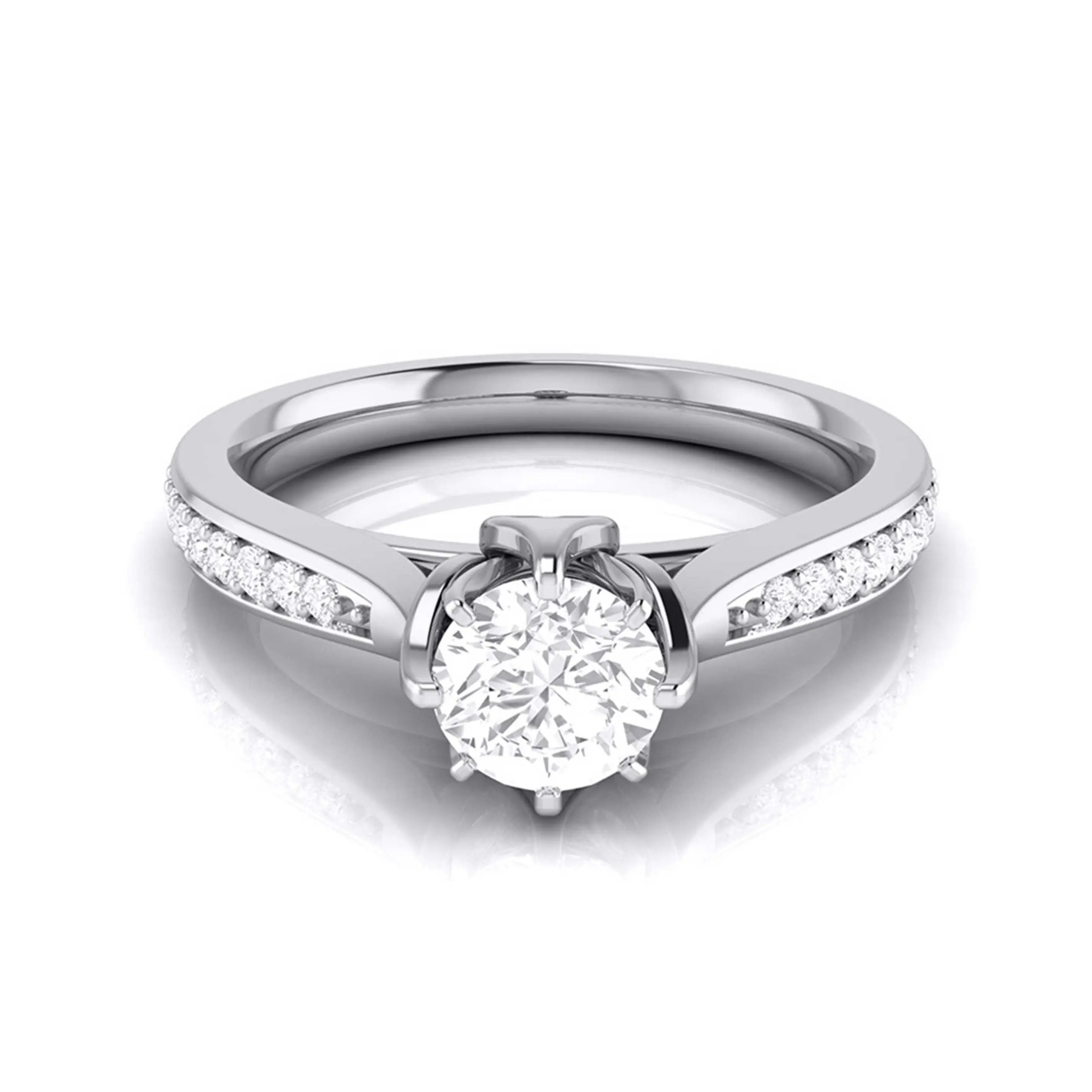50-Pointer Solitaire Diamond Shank Platinum Ring JL PT G 109-A   Jewelove.US