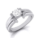 Load image into Gallery viewer, 50-Pointer Solitaire Engagement Ring for Women with 2-Row Diamonds Shank JL PT G 116-A   Jewelove.US
