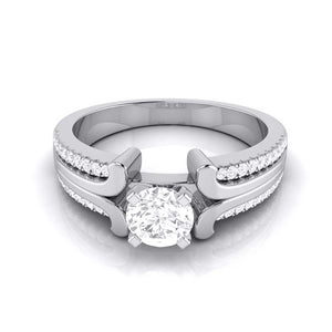 50-Pointer Solitaire Engagement Ring for Women with 2-Row Diamonds Shank JL PT G 116-A   Jewelove.US