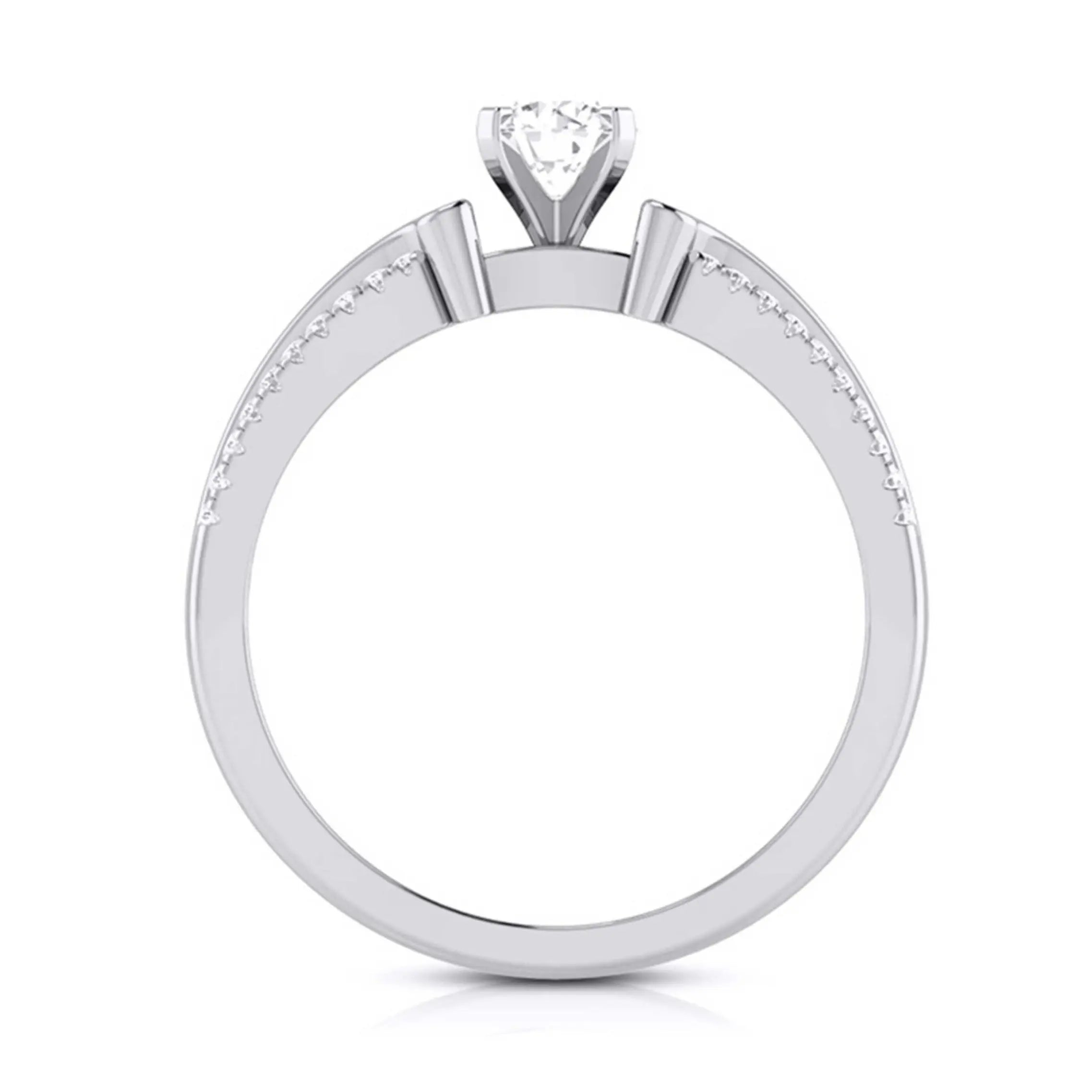 50-Pointer Solitaire Engagement Ring for Women with 2-Row Diamonds Shank JL PT G 116-A   Jewelove.US