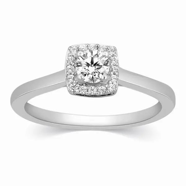 50 Pointer Square Halo Diamond Platinum Engagement Ring JL PT 325-A   Jewelove.US