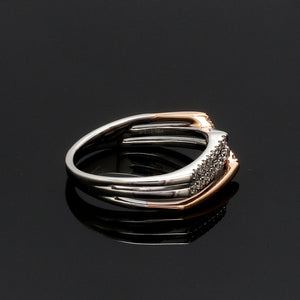 Parallel Paths Platinum Couple Rings with Rose Gold & Diamonds JL PT 966