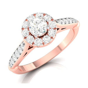 50-Pointer Solitaire Halo Diamond Shank Rose Gold Ring JL AU G 103R-A