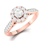 Load image into Gallery viewer, 70-Pointer Solitaire Halo Diamond Shank Rose Gold Ring JL AU G 103R-B
