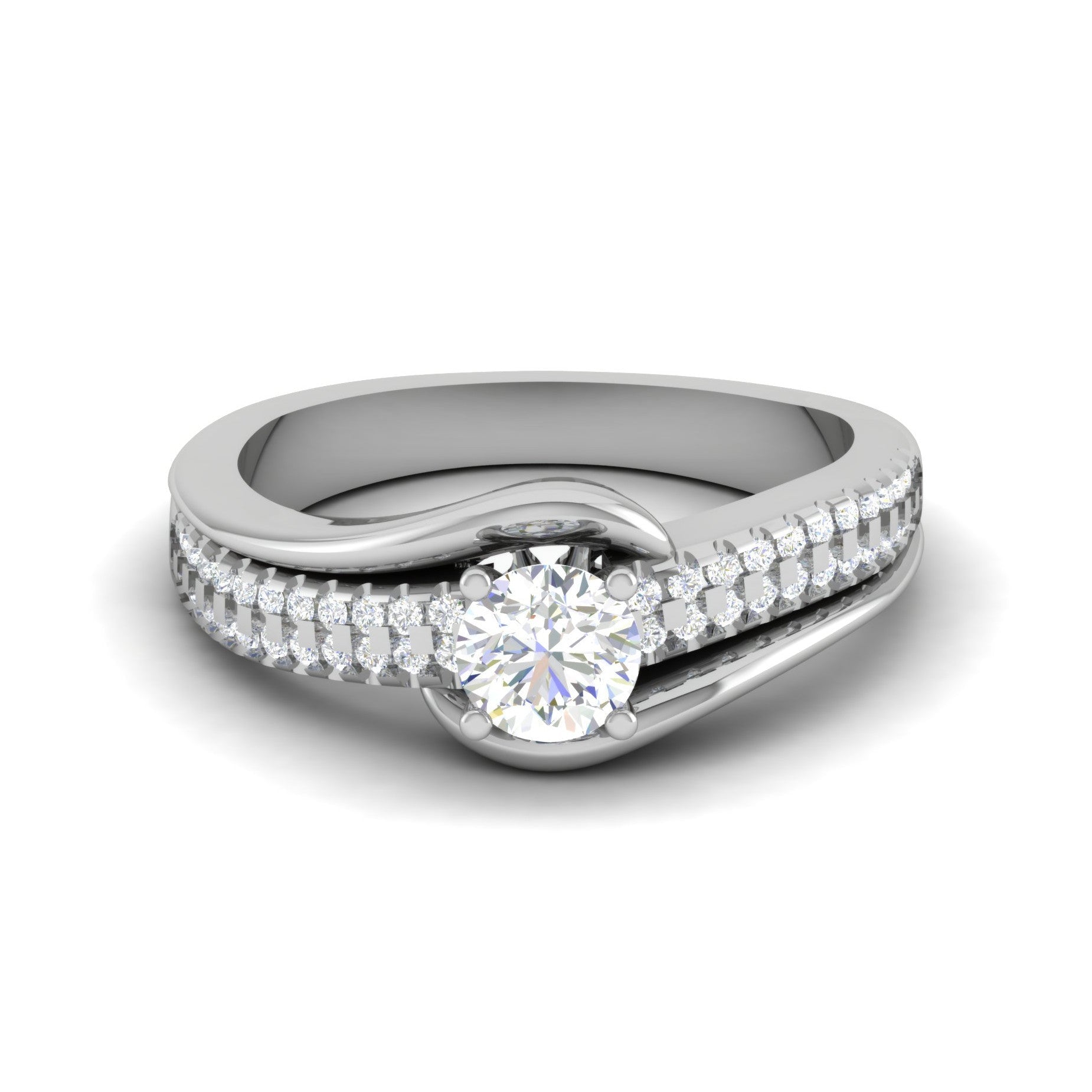 1.50-Carat Lab Grown Solitaire Platinum Diamond Split Shank Engagement Ring JL PT LG G WB6005E-C