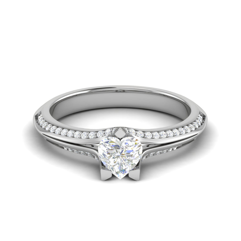 70-Pointer Heart Cut Solitaire Split Diamond Shank Platinum Ring JL PT RP HS 187-B   Jewelove.US