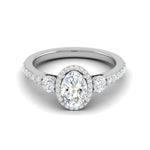 Load image into Gallery viewer, 70-Pointer Oval Shape Solitaire Halo Diamond Accents Platinum Ring JL PT IM1702-B   Jewelove.US
