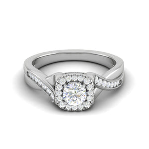 1.50-Carat Lab Grown Solitaire Halo Diamond Single Twisted Shank Platinum Ring for Women JL PT RV RD LG G 123-C
