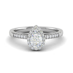 Load image into Gallery viewer, 70-Pointer Pear Cut Solitaire Halo Diamond Shank Platinum Ring JL PT SF1749-B   Jewelove.US
