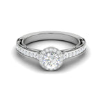 Load image into Gallery viewer, 50-Pointer Solitaire Halo Diamond Shank Platinum Ring for Women JL PT RV RD 137-B
