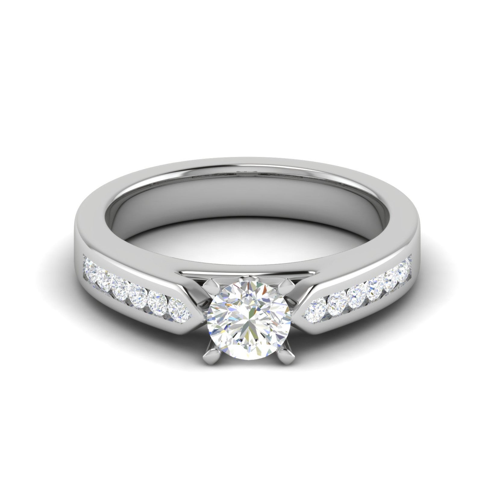 2-Carat Lab Grown Solitaire Diamond Shank Platinum Engagement Ring JL PT RV RD LG-112-B