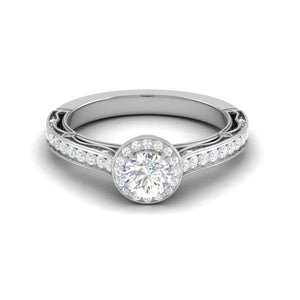 50-Pointer Lab Grown Solitaire Halo Diamond Shank Platinum Ring for Women JL PT RV RD LG G 137