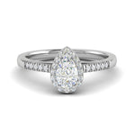 Load image into Gallery viewer, 50-Pointer Pear Cut Solitaire Halo Diamond Shank Platinum Ring JL PT SF1749-A   Jewelove.US
