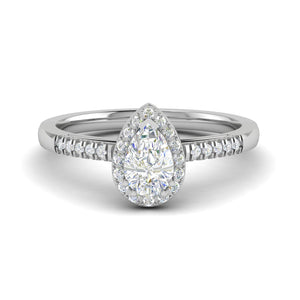 50-Pointer Pear Cut Solitaire Halo Diamond Shank Platinum Ring JL PT SF1749-A   Jewelove.US