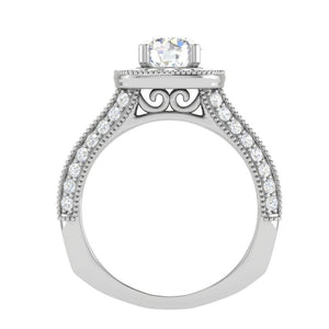1.50-Carat Lab Grown Solitaire Halo Platinum Split Shank Engagement Ring JL PT LG G WB5982E-C