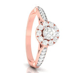 Load image into Gallery viewer, 70-Pointer Solitaire Halo Diamond Shank Rose Gold Ring JL AU G 103R-B
