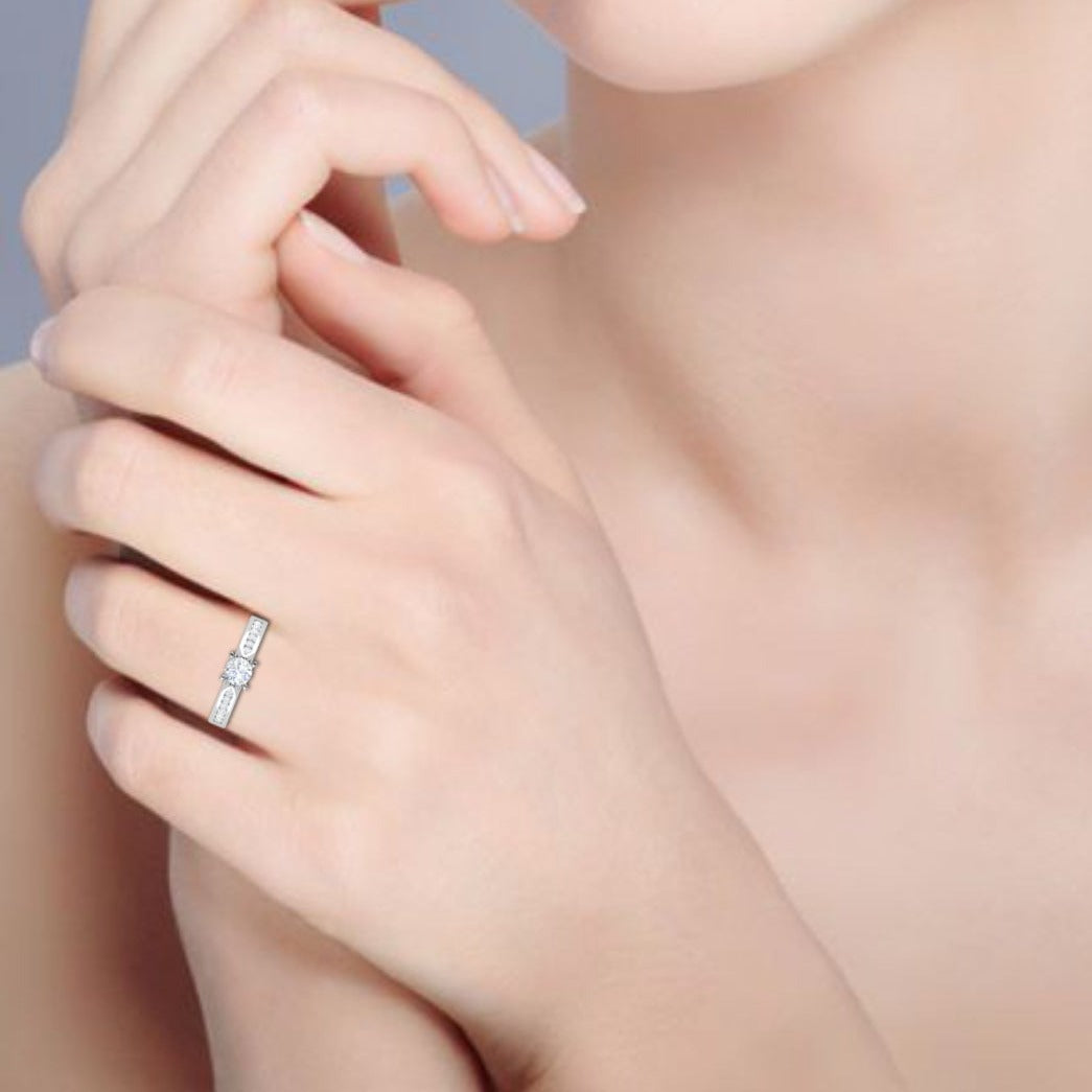 50-Pointer Lab Grown Solitaire Diamond Shank Platinum Ring for Women JL PT RV RD LG G 112