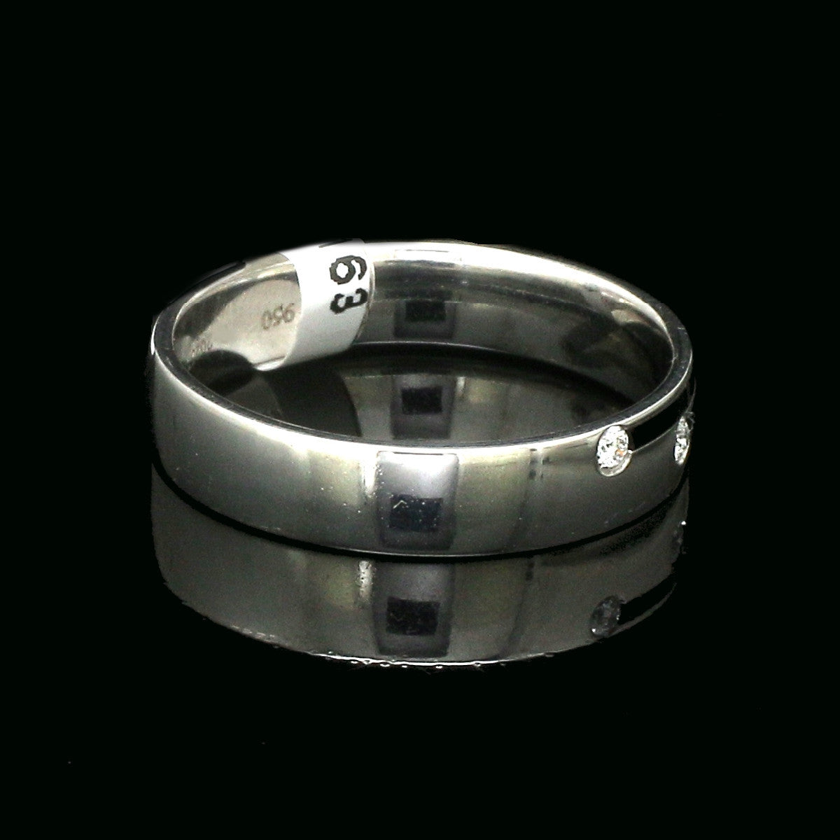 Platinum Love Bands Diamond Couple Rings with Black Enamel JL PT 1421