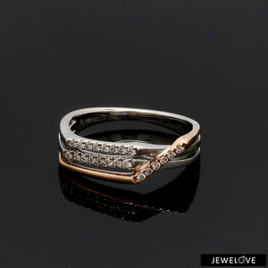 Parallel Paths Platinum Couple Rings with Rose Gold & Diamonds JL PT 966