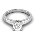 Load image into Gallery viewer, 1-Carat Lab Grown Solitaire with Princess cut Diamond Shank Platinum Ring JL PT RC PR LG 186
