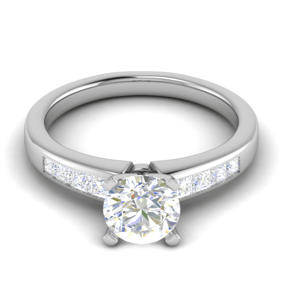 30-Pointer Solitaire with Princess cut Diamond Shank Platinum Ring JL PT RC PR 186