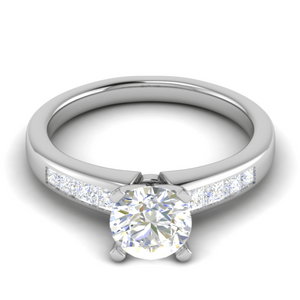 30-Pointer Solitaire with Princess cut Diamond Shank Platinum Ring JL PT RC PR 186