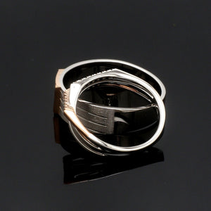 Parallel Paths Platinum Couple Rings with Rose Gold & Diamonds JL PT 966