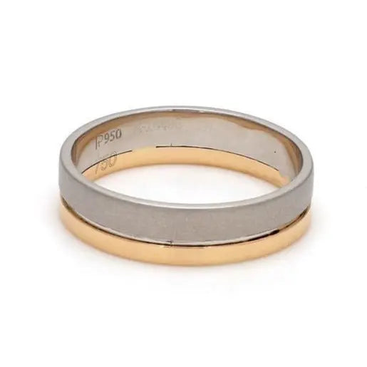 6mm Platinum Ring with 2mm Gold Line for Men JL PT 518   Jewelove.US