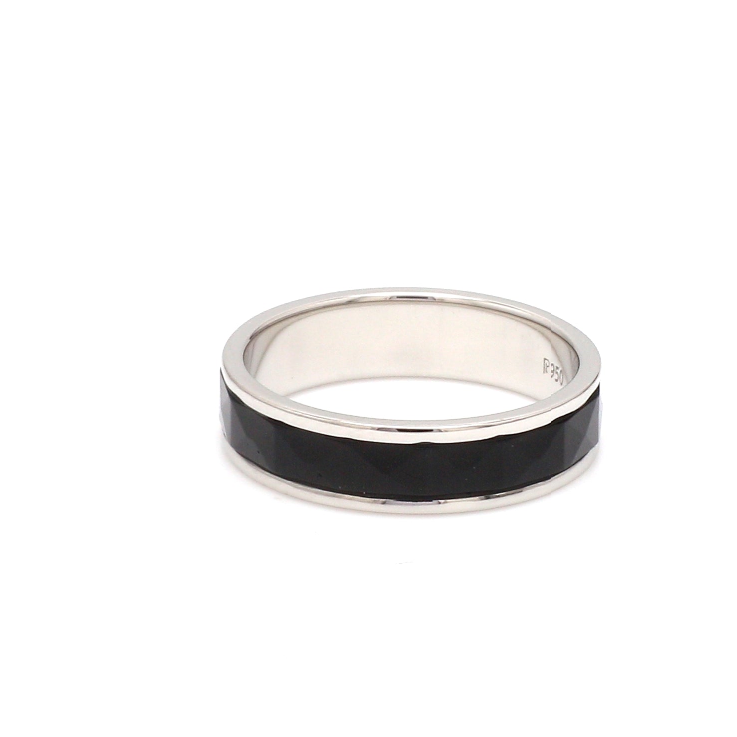 Platinum Couple Unisex Ring with Black Ceramic JL PT 1330   Jewelove