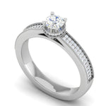 Load image into Gallery viewer, 70-Pointer Lab Grown Solitaire Single Halo Diamond Shank Platinum Ring JL PT RP RD LG 157-A
