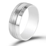 Load image into Gallery viewer, 7mm Elegant Plain Platinum Ring for Men with Horizontal Lines JL PT 541   Jewelove.US
