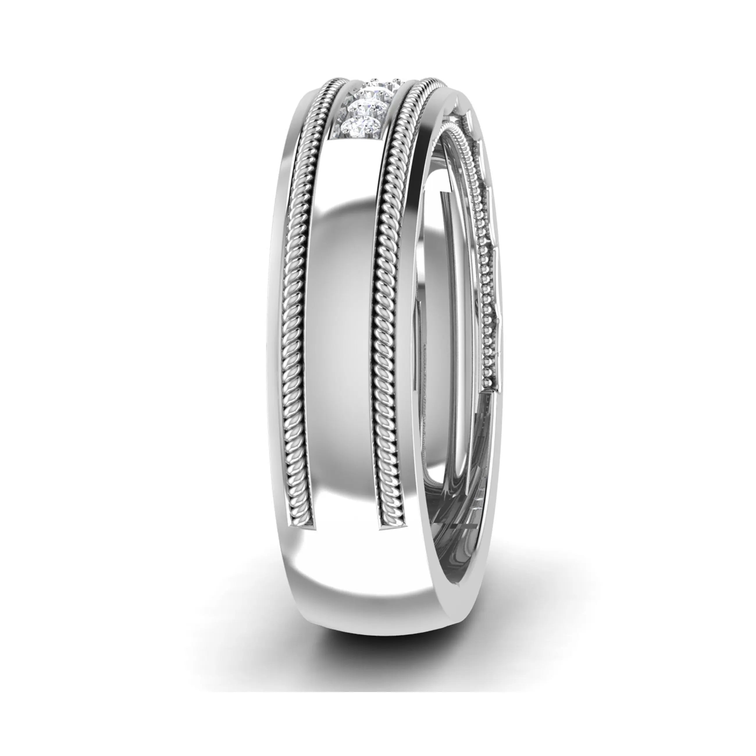 8 Diamond Platinum Ring with Milgrain Finish JL PT 6755   Jewelove.US