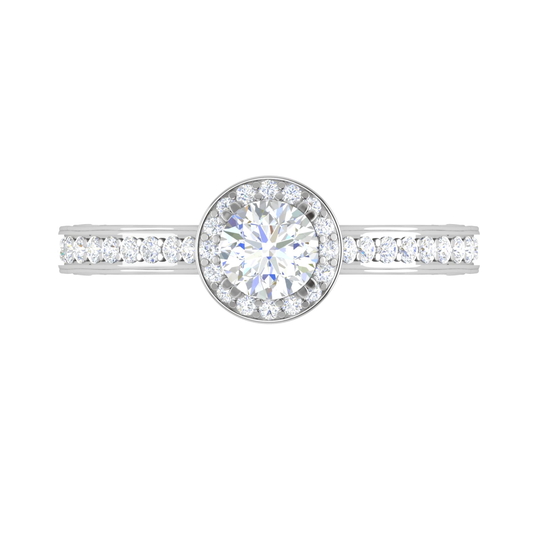 30-Pointer Solitaire Halo Diamond Shank Platinum Ring for Women JL PT RV RD 137-A