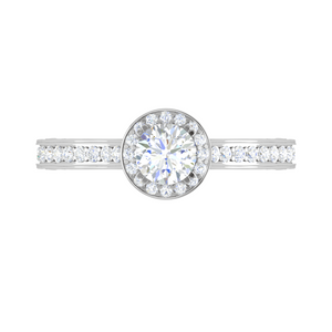 30-Pointer Solitaire Halo Diamond Shank Platinum Ring for Women JL PT RV RD 137-A