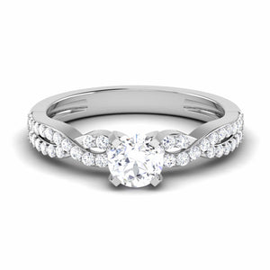 Designer 30 Pointer Platinum Double Shank Diamond Solitaire Engagement Ring JL PT 6994