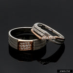 Load image into Gallery viewer, Parallel Paths Platinum Couple Rings with Rose Gold &amp; Diamonds JL PT 966
