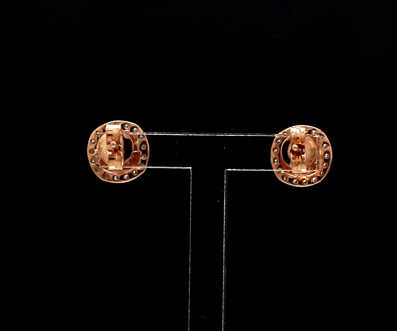 18K Rose Gold Cushion Earrings with Pink Cushion Cut & White Round Diamond JL AU PD 104