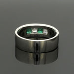 Load image into Gallery viewer, Platinum Lab Grown Princess Cut Diamonds with Natural Emerald Ring for Men JL PT LG 1483
