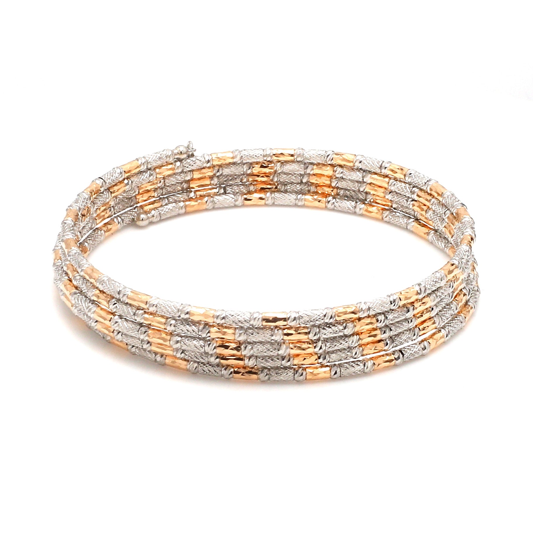 Japanese 5-row Platinum & Rose Gold Bracelet for Women with Diamond Cut Balls JL PTB 1273