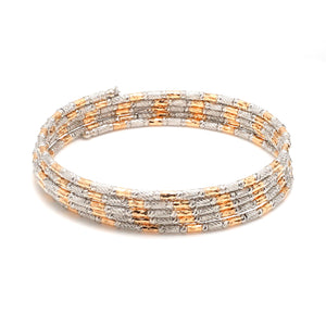 Japanese 5-row Platinum & Rose Gold Bracelet for Women with Diamond Cut Balls JL PTB 1273