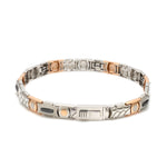 Load image into Gallery viewer, 7mm Platinum &amp; 18K Rose Gold Bracelet with Black Stone for Men JL PTB 1324
