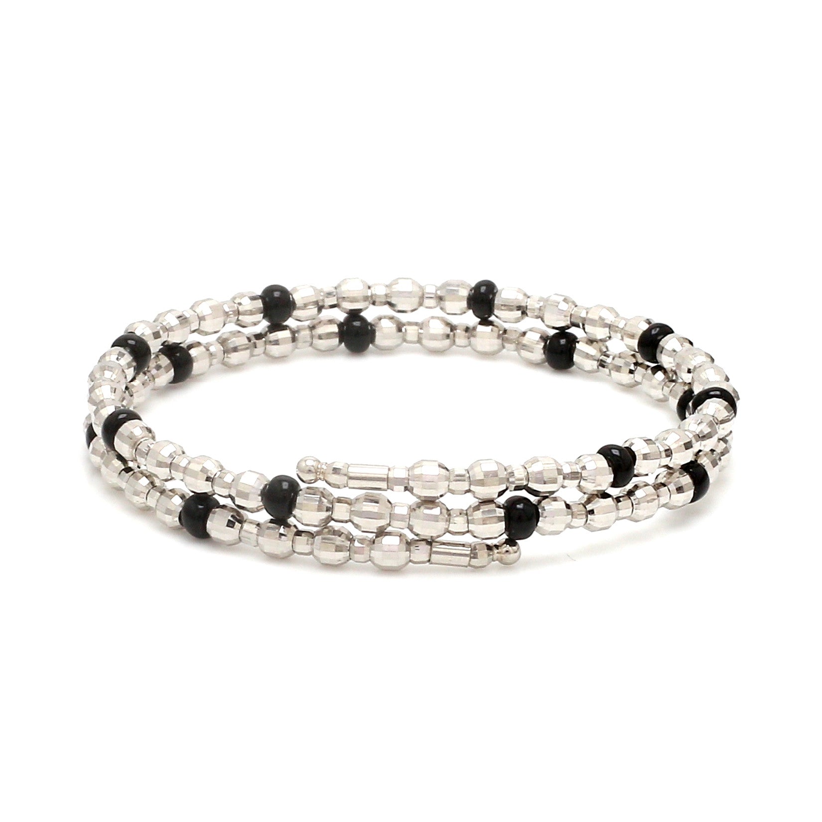 Japanese Platinum with Black Beads Nazariya / Nazariye Bracelet for Kids JL PTB 1228