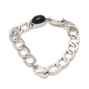 Platinum Bracelet with Black Onyx & Opal stone for Men JL PTB 1290