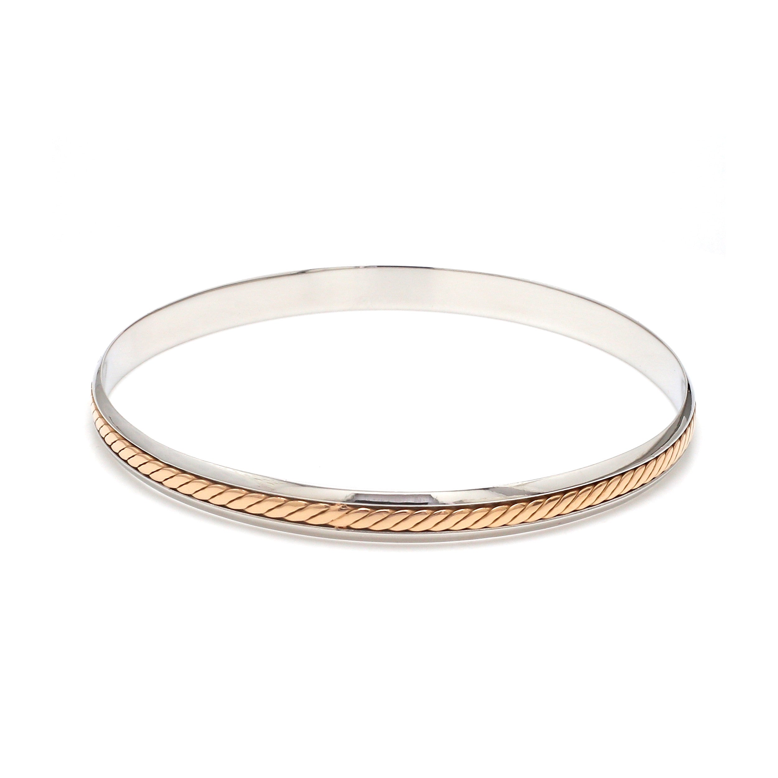 Platinum Bracelet with Center Rose Gold Line for Men JL PTB 1296