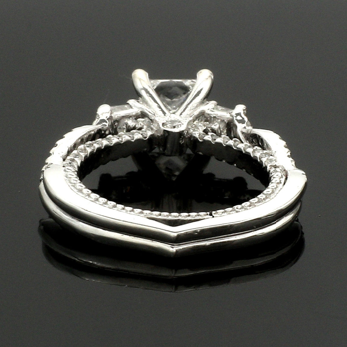 1-Carat Princess cut Solitaire Diamond Accents Platinum Ring JL PT 1369