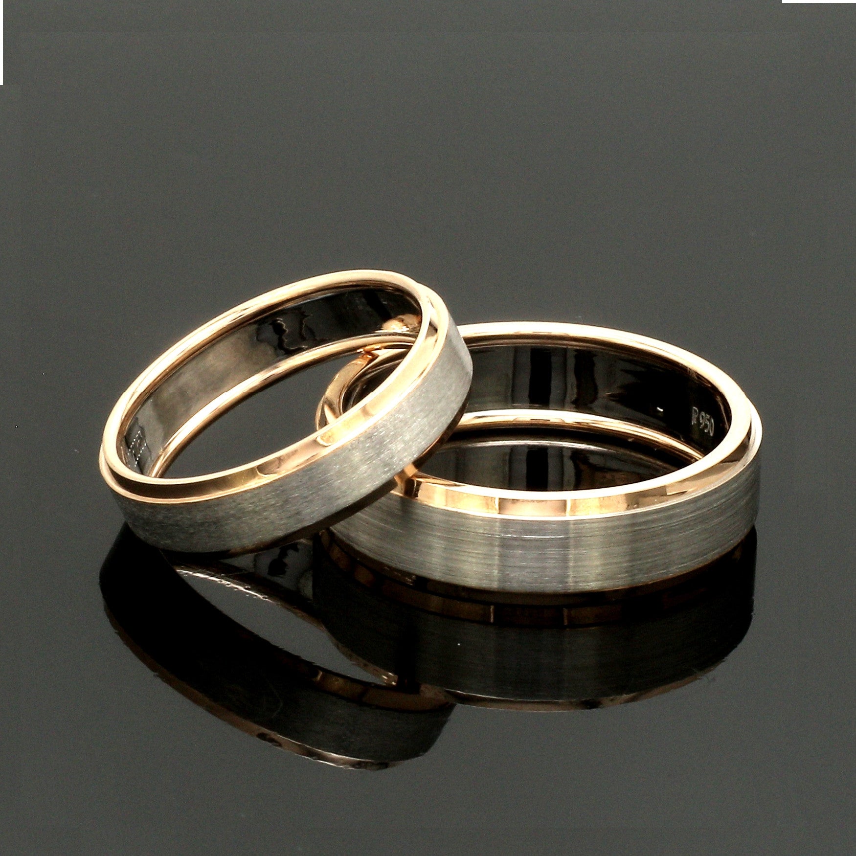 Platinum Love Bands with Rose Gold Ring JL PT 1408