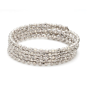 Dazzling Shiny 5-line Japanese Platinum Bracelet for Women with Diamond Cut Balls JL PTB 720