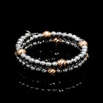 Load image into Gallery viewer, Japanese 2 Row Flexible Platinum Rose Gold Fusion Ring with Diamond Cutting JL PT 1378
